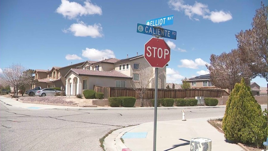An 11-year-old boy riding an electric scooter was hospitalized after he collided with a vehicle in a Victorville neighborhood on March 29, 2025. (KTLA)