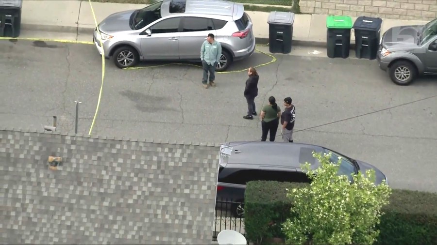 Two teenagers riding a scooter are in critical condition after a wrong-way crash with a Tesla Model Y in Orange on April 1, 2025. (KTLA)