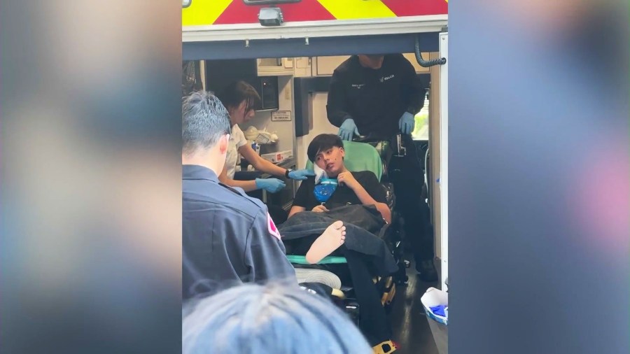 Sebastian Carillo was transported to the hospital where he received stitches and treatment for his injuries on April 7, 2025. (Carillo Family)