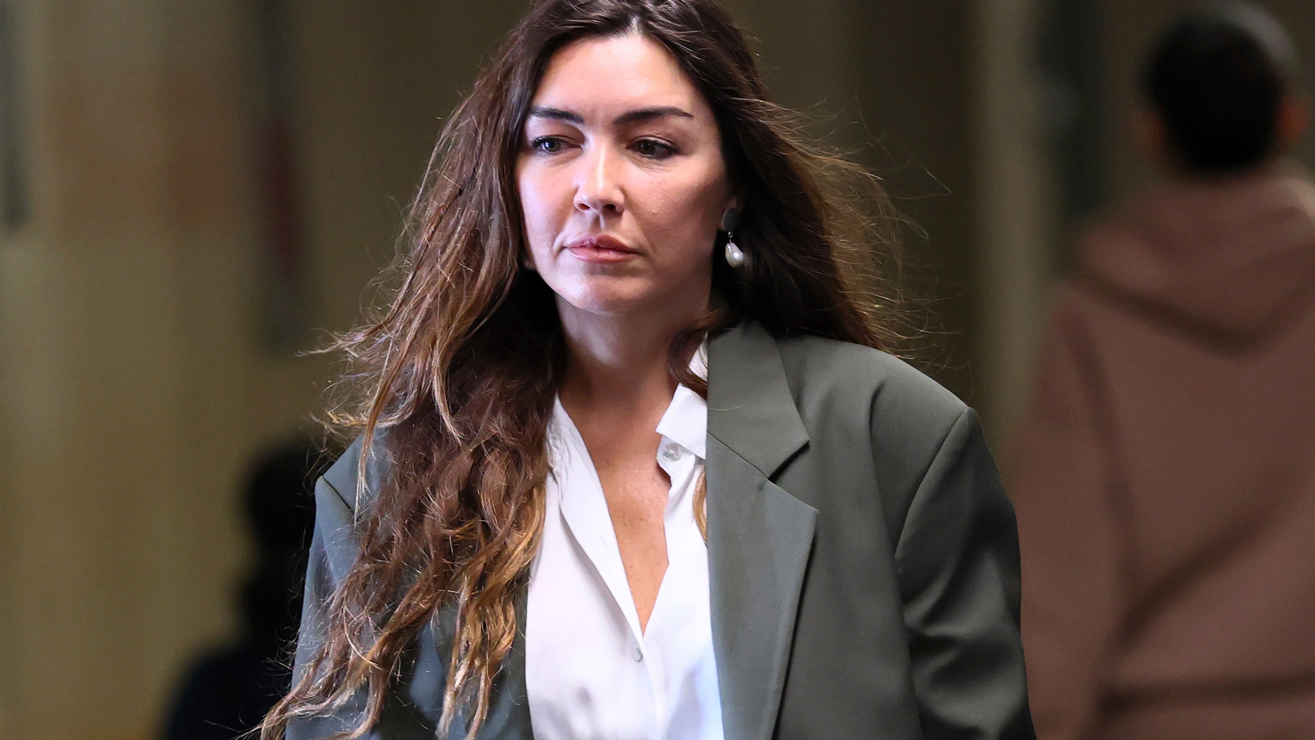Witness Mimi Haley arrives to testify in the case against former film producer Harvey Weinstein at state court in Manhattan, Thursday, May 1, 2025 in New York. (Michael M. Santiago/Pool Photo via AP)