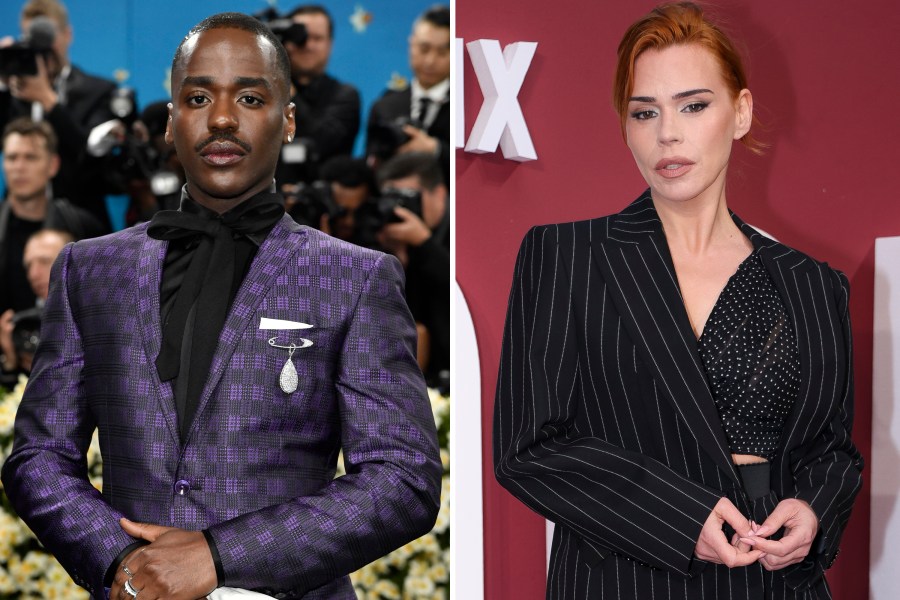 FILE - This combo of file photos shows, actors Ncuti Gatwa, left in New York, May 5, 2025, in New York; and Billie Piper in London, March 27, 2024. (AP Photos Evan Agostini, left, and Vianney Le Caer, File)