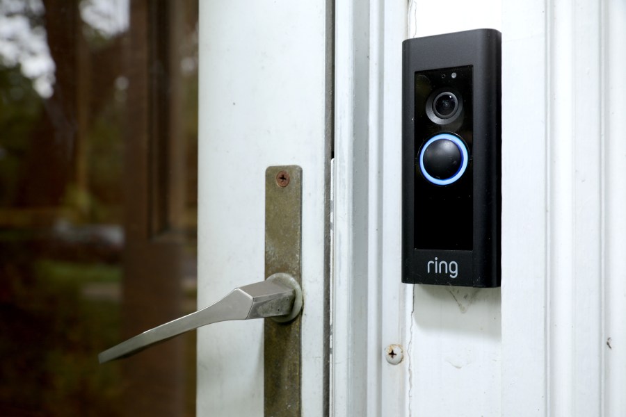 A Ring doorbell device  is seen on August 28, 2019 in Silver Spring, Maryland. (Getty Images)