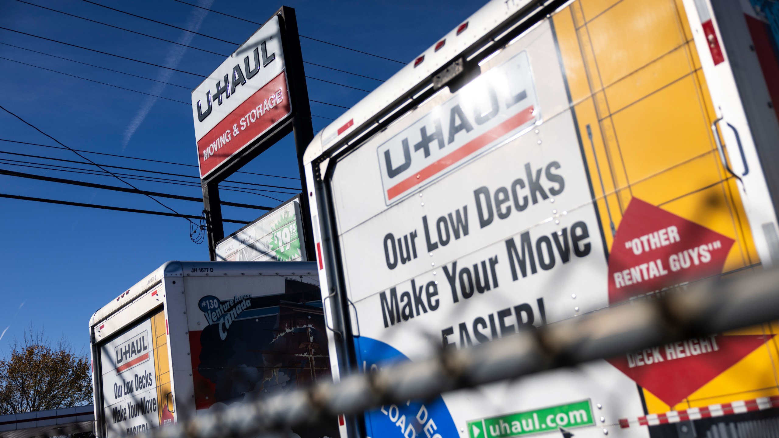 u-haul trucks parked in a parking lot