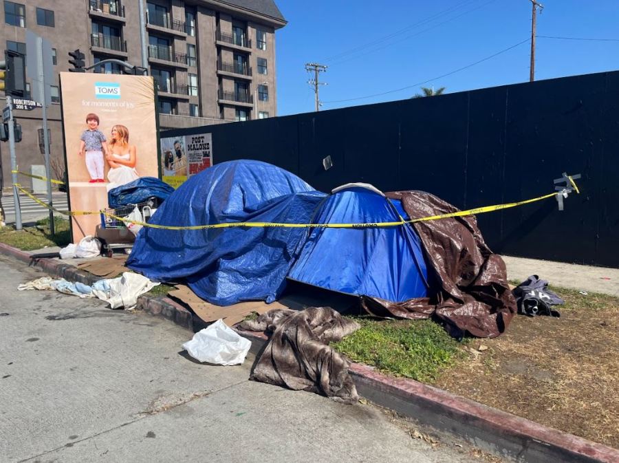 Los Angeles County officials removed several homeless encampments in Woodland Hills and Beverly Grove, where more than 30 homeless residents lived as part of its Inside Safe initiative on May 8, 2025. (Los Angeles County)