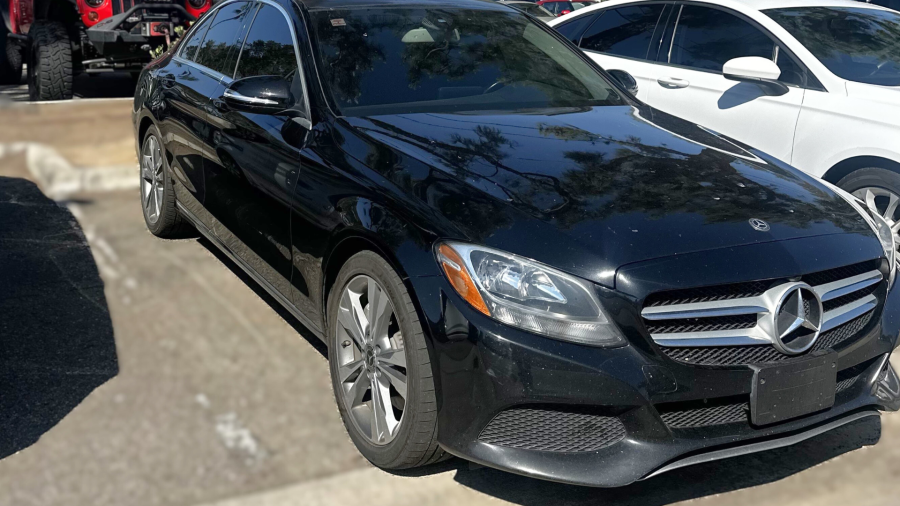 The suspect's black Mercedes-Benz C300 sedan. (Riverside Police Department)