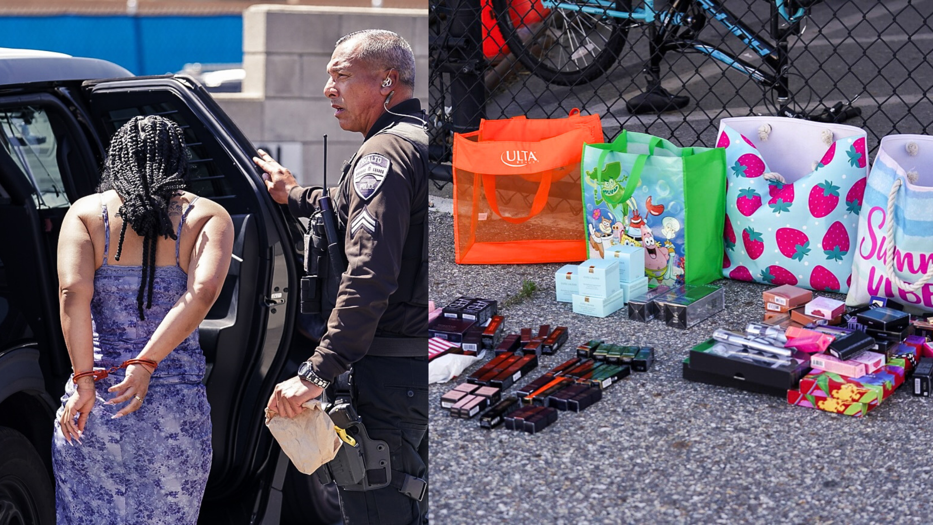 Kailey Calderon, 26, of Moreno Valley, was arrested after police found over $12,000 worth of stolen beauty products that were taken from an Ulta Beauty store in Rialto on May 14, 2025. (Rialto Police Department)
