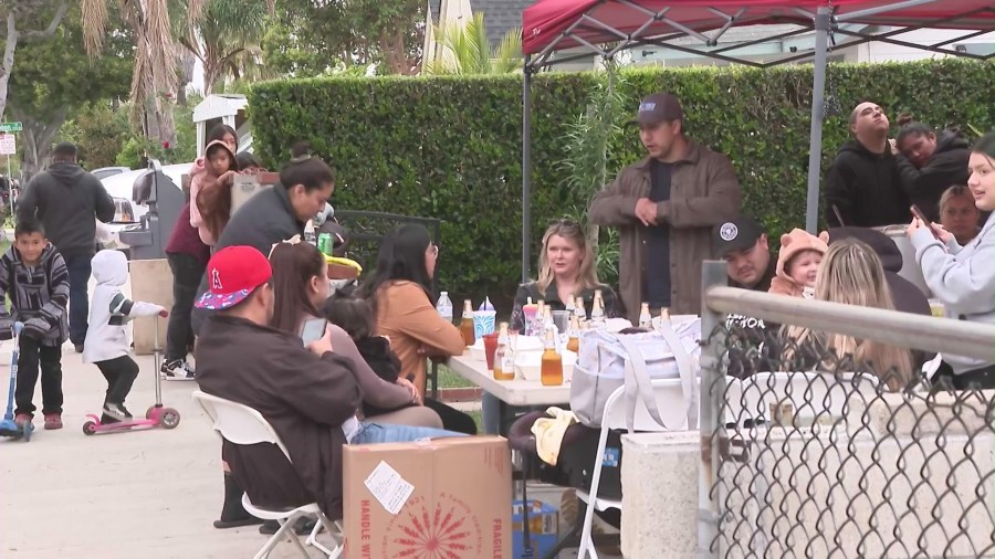 Loved ones held a fundraiser in Santa Ana to honor Angy Velasquez's life while also raising money for funeral expenses on May 3, 2025. (KTLA)