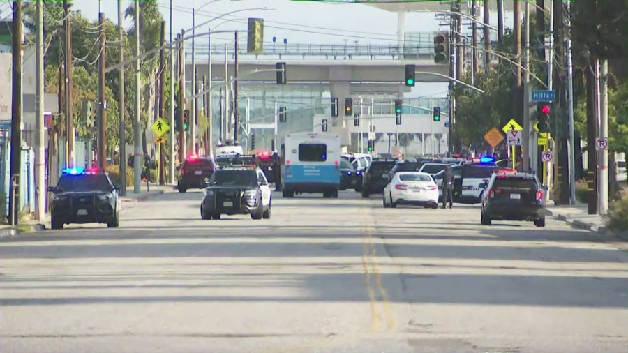 Two people were hospitalized after a shooter opened fire at Spartan College of Aeronautics and Technology in Inglewood on May 2, 2025. (KTLA)
