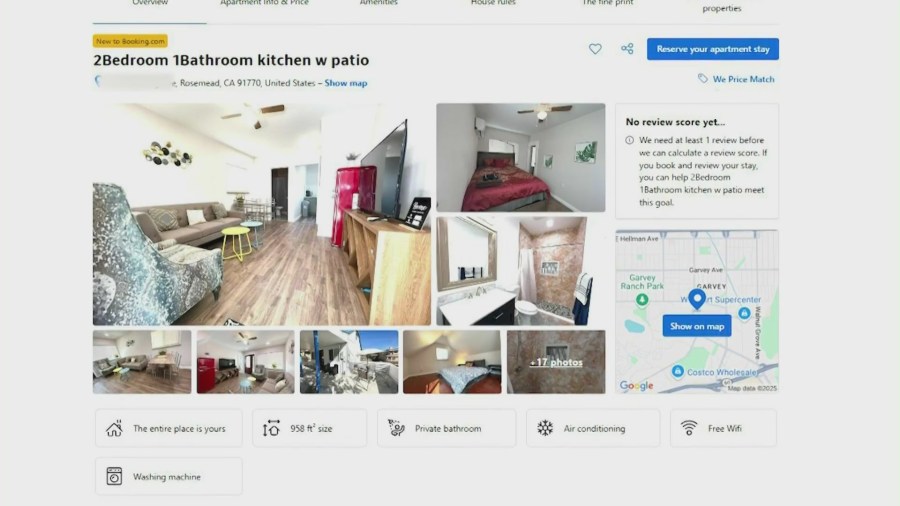 A homeowner in Rosemead said strangers continue showing up at her front door after a scammer listed their home for rent on Booking.com, a popular travel website. (KTLA)