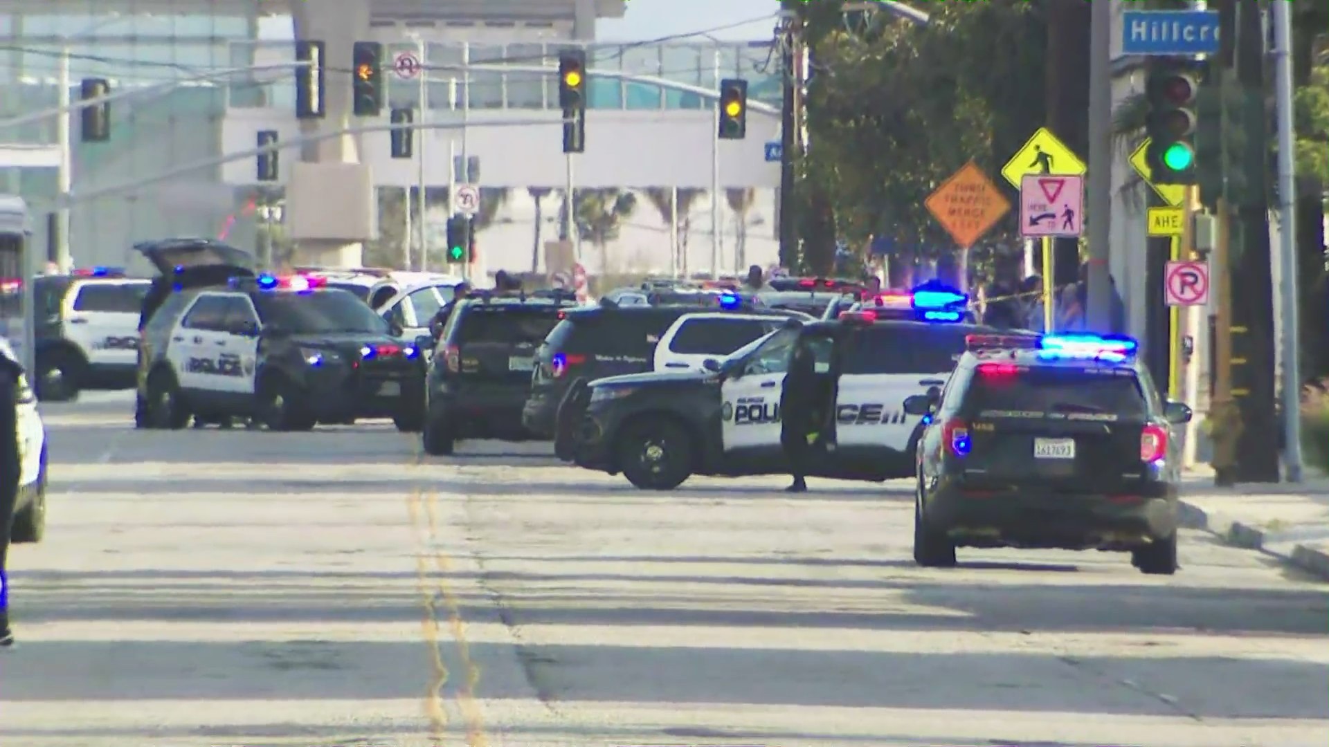 Two people were hospitalized after a shooter opened fire at Spartan College of Aeronautics and Technology in Inglewood on May 2, 2025. (KTLA)