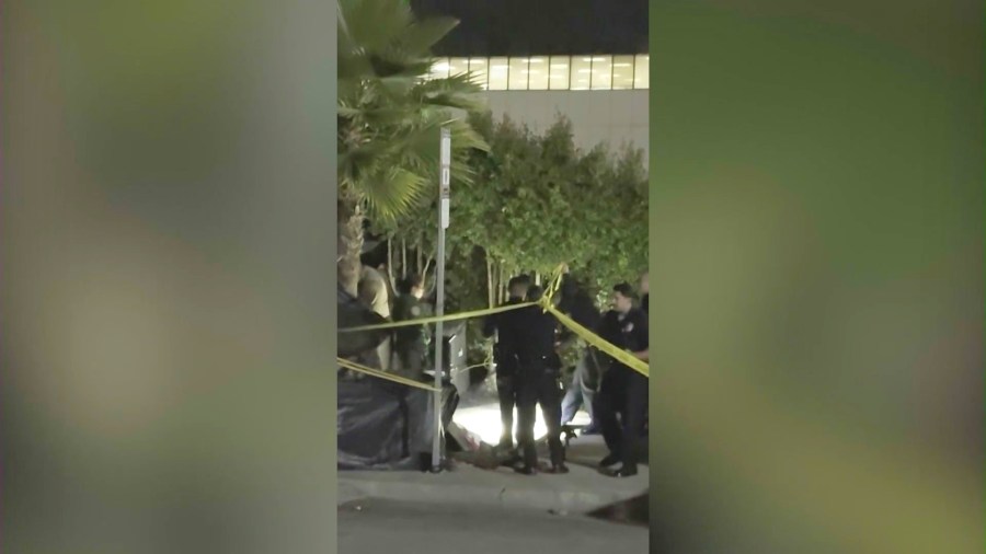 Authorities are investigating after two bodies were found in a homeless encampment in the Westlake district of Los Angeles on May 12, 2025. (KTLA)