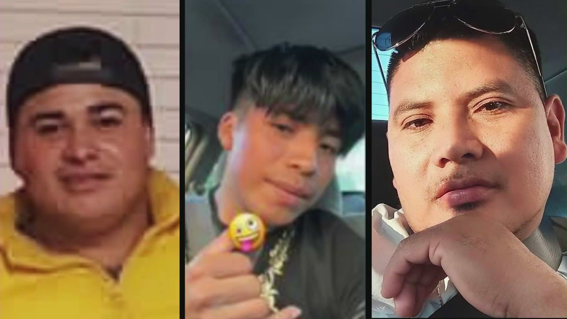 From left: Edwin Juarez, Johnny Garcia, and Jesus Domingo Ros are seen in photos provided by their families.