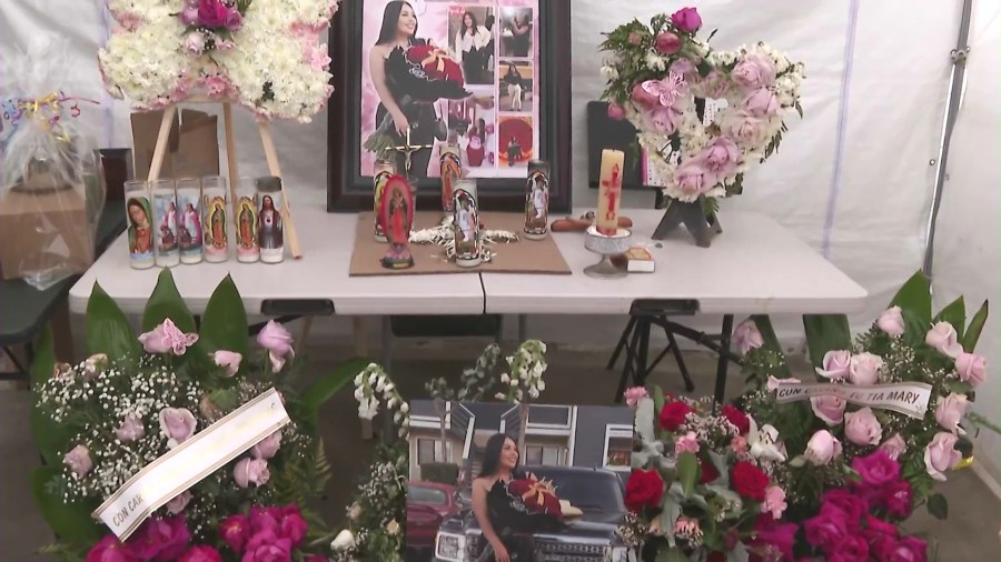 Loved ones held a fundraiser in Santa Ana to honor Angy Velasquez's life while also raising money for funeral expenses on May 3, 2025. (KTLA)