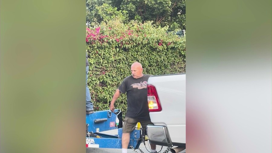 The male suspect yelled racial slurs at the victim before attacking her car with a power saw in Hollywood on May 13, 2025.