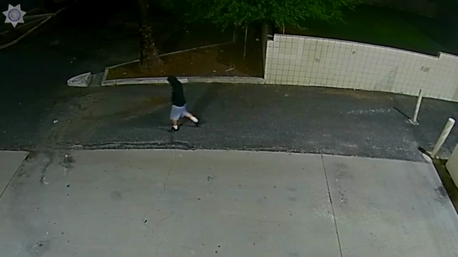 Security footage shows the suspect and suspect vehicle in a deadly shooting in San Bernardino on Sept. 4, 2023. (San Bernardino Police Department)