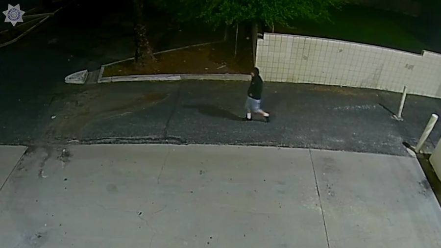 Security footage shows the suspect and suspect vehicle in a deadly shooting in San Bernardino on Sept. 4, 2023. (San Bernardino Police Department)