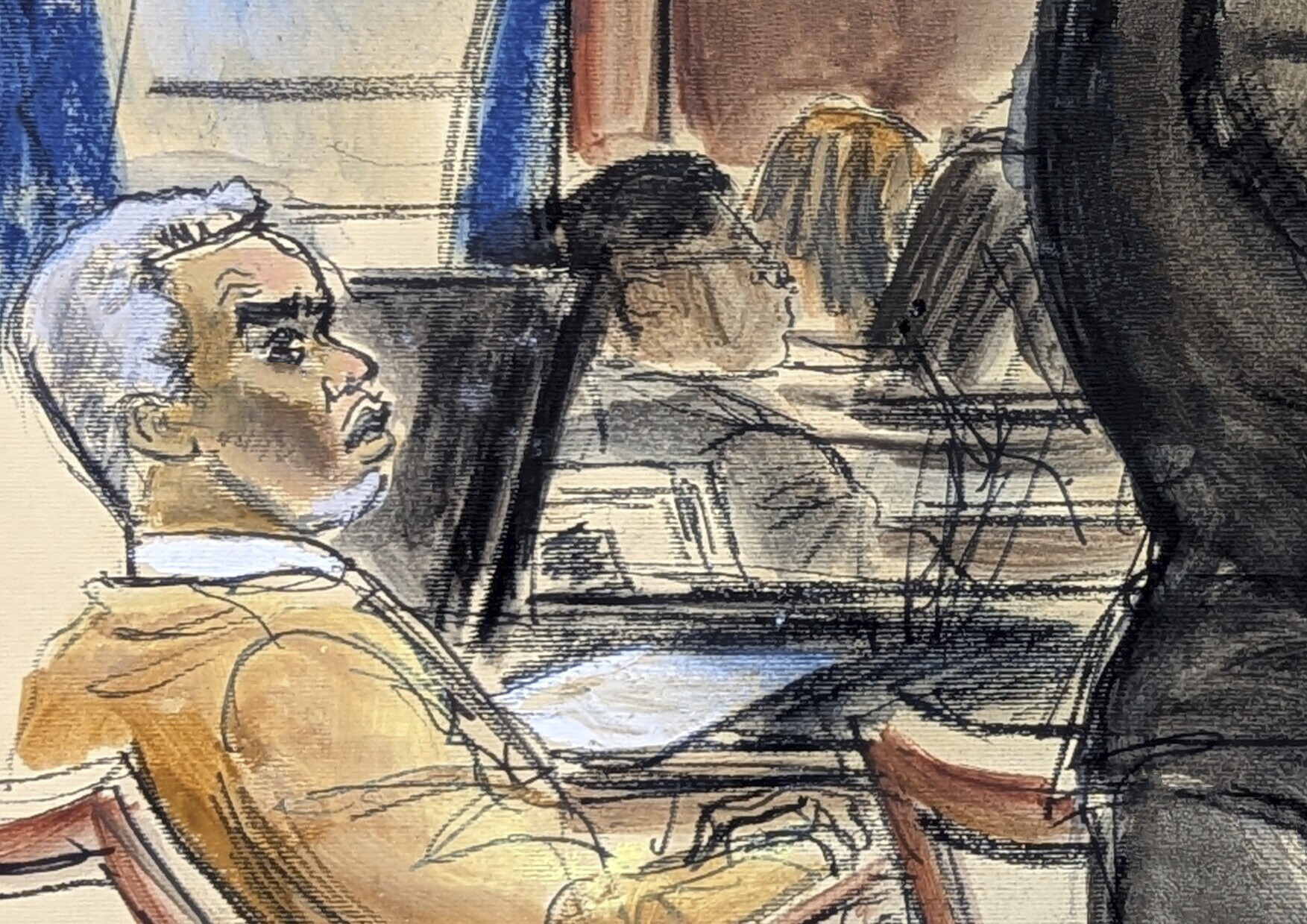 Sean "Diddy" Combs looks on as defense attorney Nicole Westmoreland cross examines Dawn Richard during Combs' sex trafficking and racketeering trial in Manhattan federal court, Monday, May 19, 2025, in New York. (Elizabeth Williams via AP)
