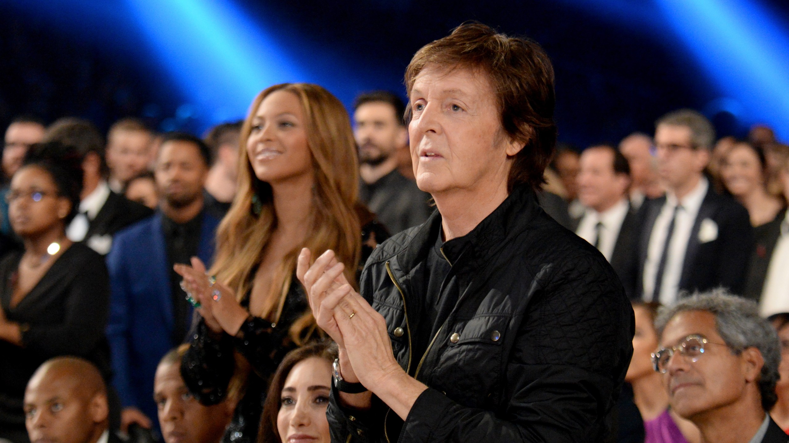 Beyonce (L) and Paul McCartney
