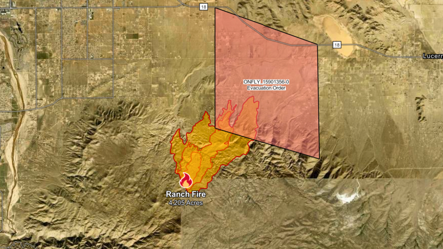 Ranch Fire map