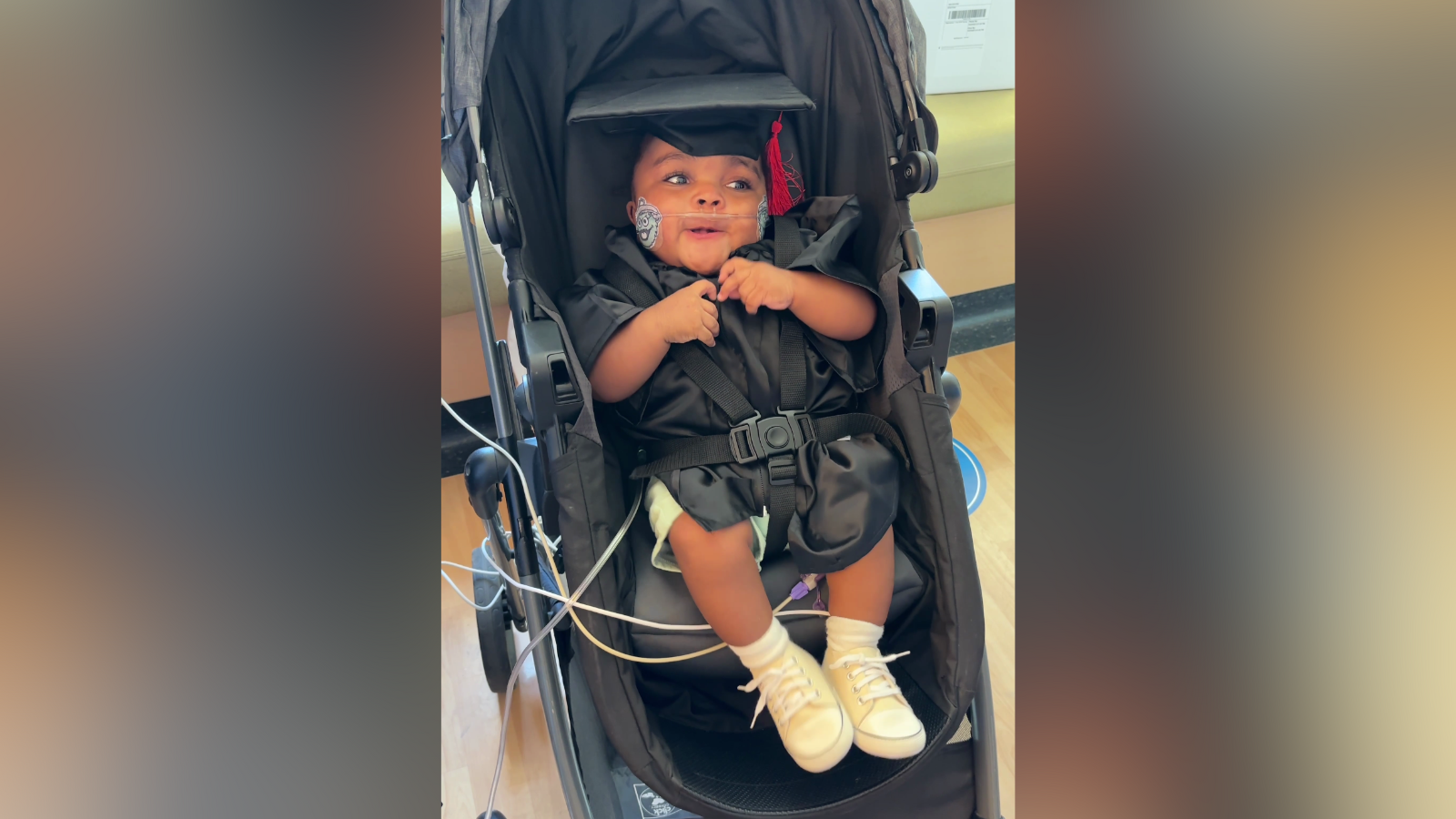 Judea "Juju" Monogan prepares to leave Children's Hospital Los Angeles after spending nine months in the intensive care unit beginning in September 2024. (Children's Hospital Los Angeles)