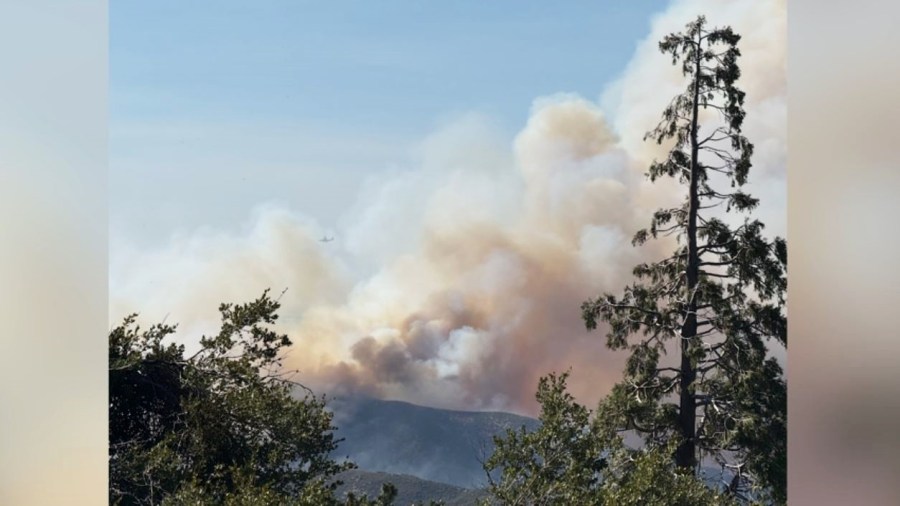 Evacuations are underway as a fast-moving wildfire continues growing near Silverwood Lake in San Bernardino County on June 28, 2025.