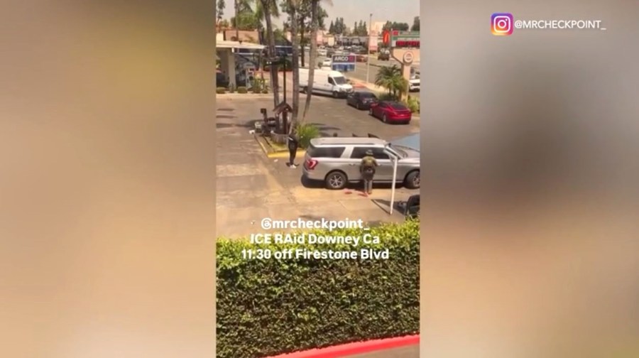 Video showed a suspected ICE raid taking place in Downey on June 28, 2025. (mrcheckpoint)
