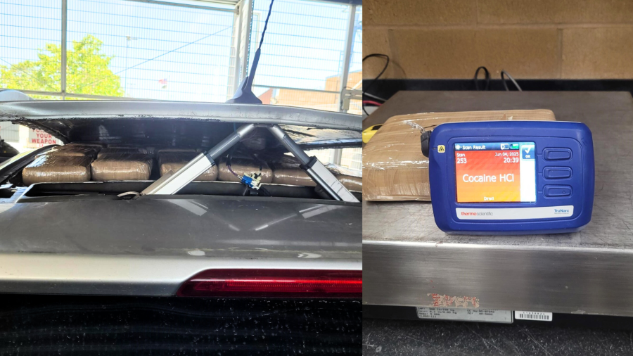 U.S. Border Patrol agents discovered 104 pounds of cocaine hidden inside the roof of an SUV with an aftermarket motorized roof compartment in Temecula on June 4, 2025. (U.S. Border Patrol)