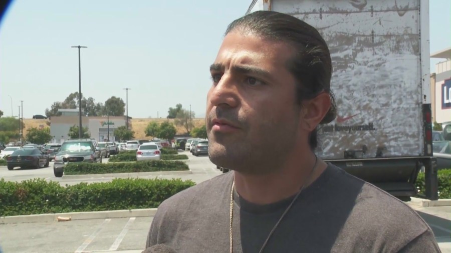 Arturo Hermosillo was arrested for allegedly filming a federal immigration raid at a shopping plaza in Pacoima on June 19, 2025. (KTLA)