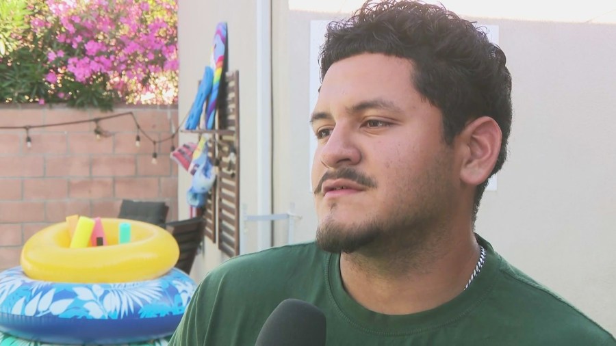 Carlos Mejia Osorio's son, Jonathan Chavez, speaks to KTLA on June 27, 2025. (KTLA)