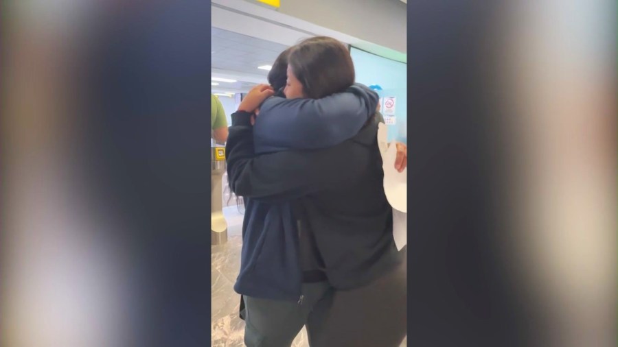 Maria Valeriano Perez, is seen hugging one of her children before she was deported to Oaxaca, Mexico. (PErez Family)
