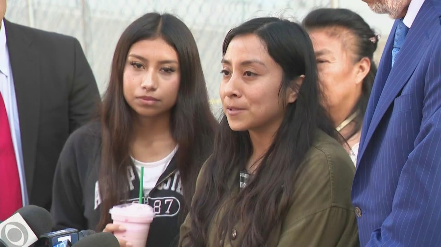 Andrea Velez, 32, a U.S. citizen and South L.A. native, was suddenly forced to the ground and detained by immigration agents while she was walking to work in downtown Los Angeles on June 24, 2025. (KTLA)