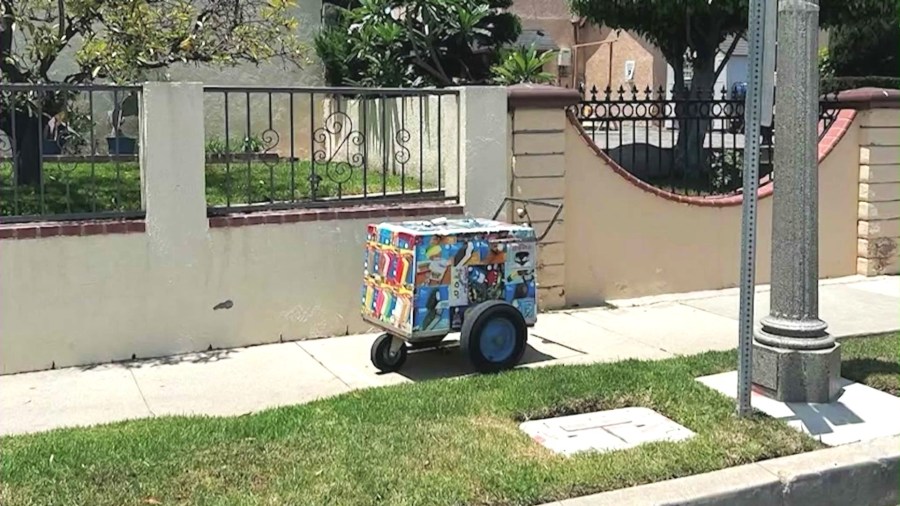 Ambrocio Lozano's abandoned ice cream cart was left on the sidewalk after he was detained by federal immigration agents in Culver City on June 23, 2025. (Lozano Family)