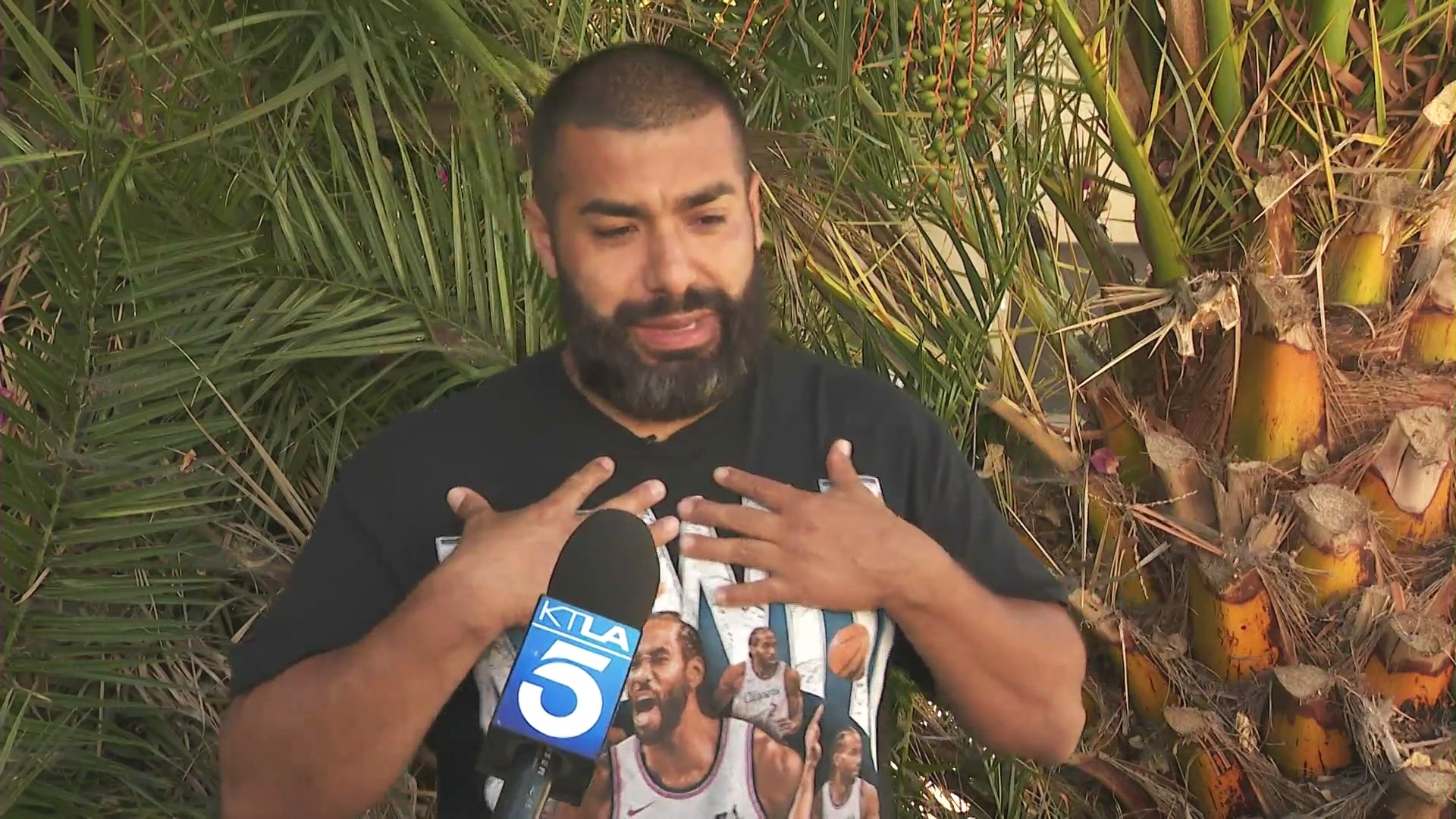 Job Garcia, 37, a U.S. citizen and doctorate student at Claremont Graduate University said he was wrongfully detained and tackled during a federal immigration raid in Hollywood on June 18, 2025. (KTLA)