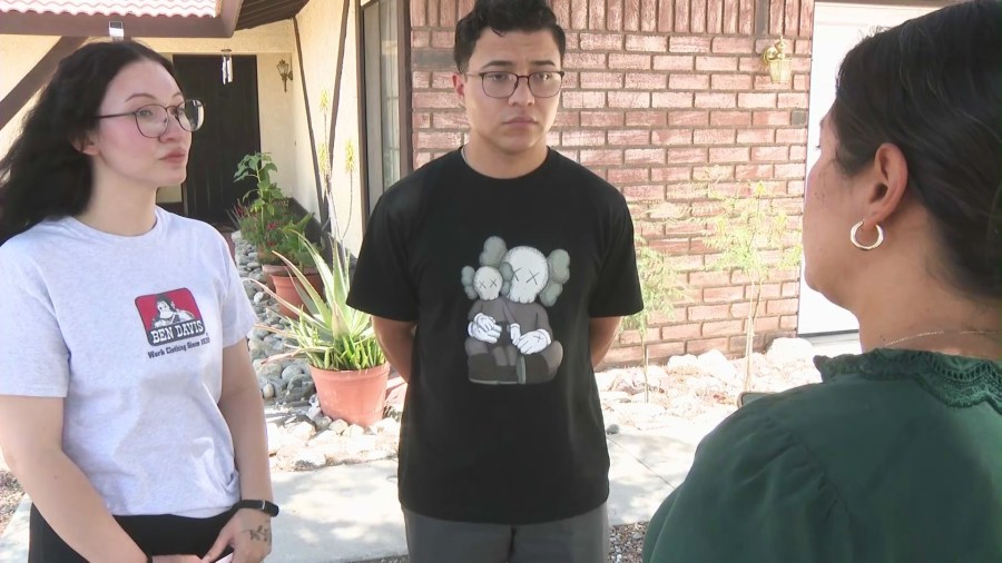 Ralene and Gabriel Contreras speak to KTLA’s Shelby Nelson on June 4, 2025. (KTLA)