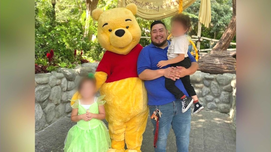Javier Ramirez, 32, is seen with his two children in a family photo.