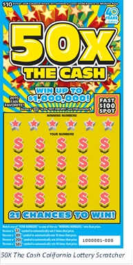 50X The Cash scratcher game. (California Lottery)