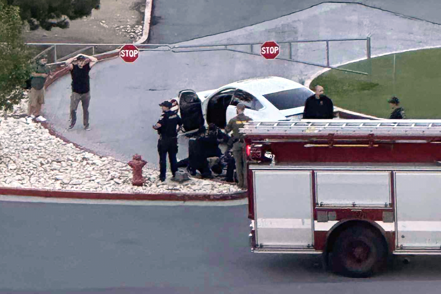 In this photo provided by Michael Sisco law enforcement responds to a shooting outside the Grand Sierra Resort in Reno, Nev., on Monday, July 28, 2025. (Michael Sisco via AP)