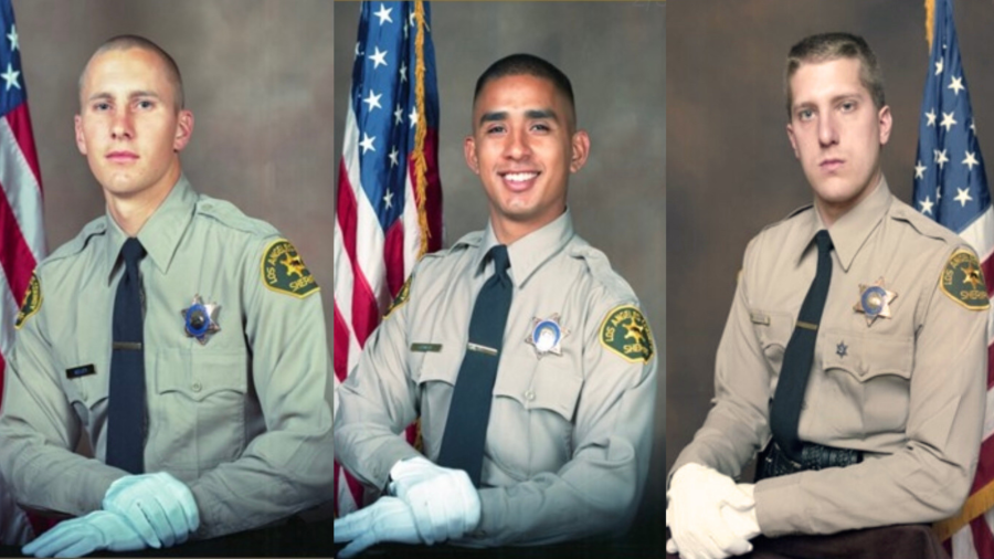 From left: Detective Joshua Kelley-Eklund, Detective Victor Lemus and Detective William Osborn with the Los Angeles County Sheriff's Department.