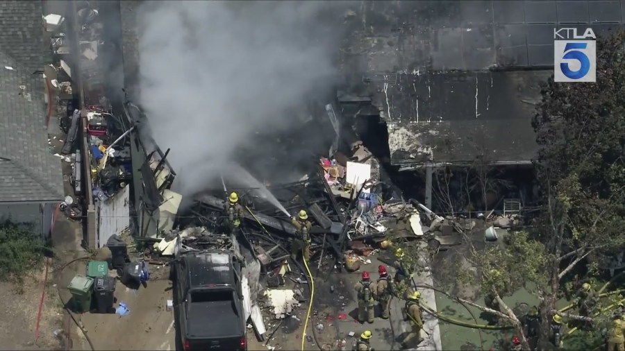 A house in Simi Valley burned on July 3, 2025. (KTLA)