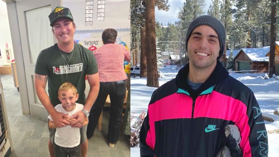 From left: Andrew Canepa is seen with his son; Justin Agulia is seen in a personal photo.