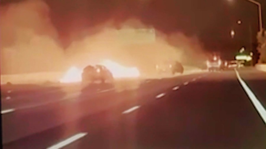 after a suspected DUI driver crashed into them on the 605 Freeway on July 20, 2025.