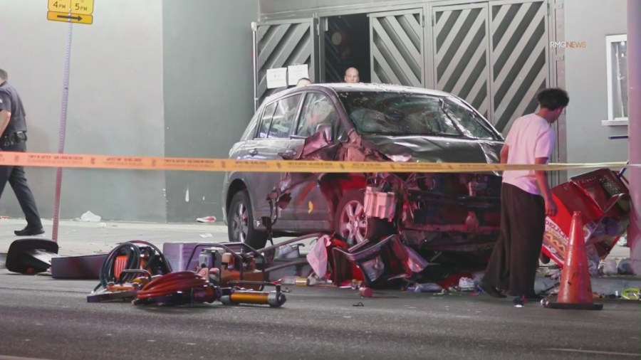 At least 30 were injured after a car plowed into crowd outside an East Hollywood nightclub. July 19, 2025. (RMGNews)