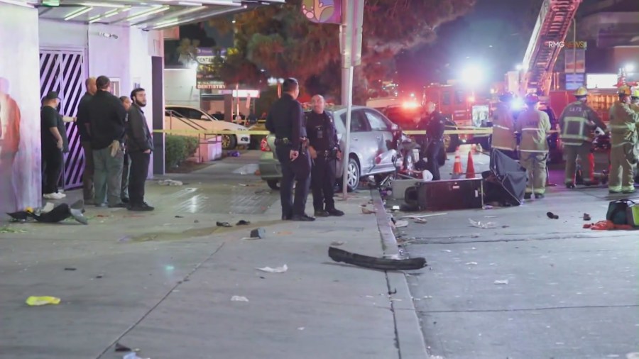 At least 30 were injured after a car plowed into crowd outside an East Hollywood nightclub. July 19, 2025. (RMGNews)