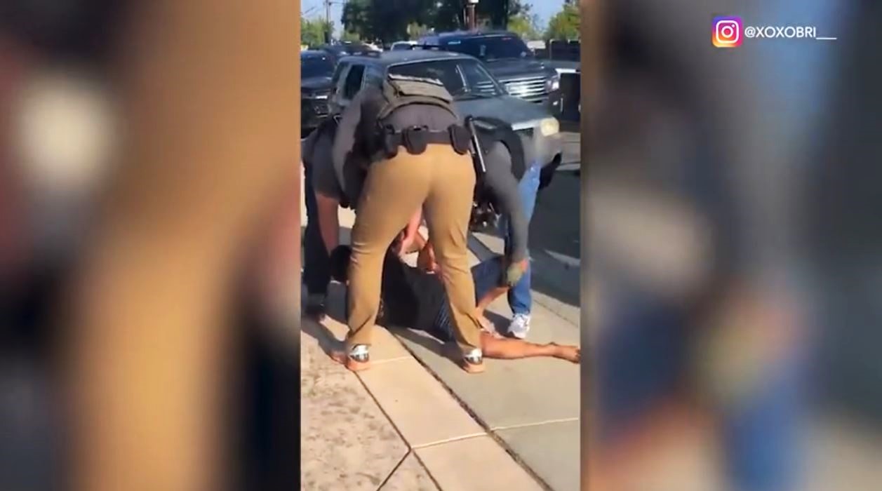 Cell phone video from a witness captured several masked immigration agents pulling a man and a pregnant woman from their SUV in Simi Valley and arresting them on July 3, 2025. (@xoxobri_)
