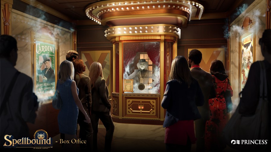Renderings provided by Princess Cruises show a walkthrough of the newest iteration of Spellbound by the Magic Castle, which comes to the Star Princess in fall 2025. (Princess Cruises)