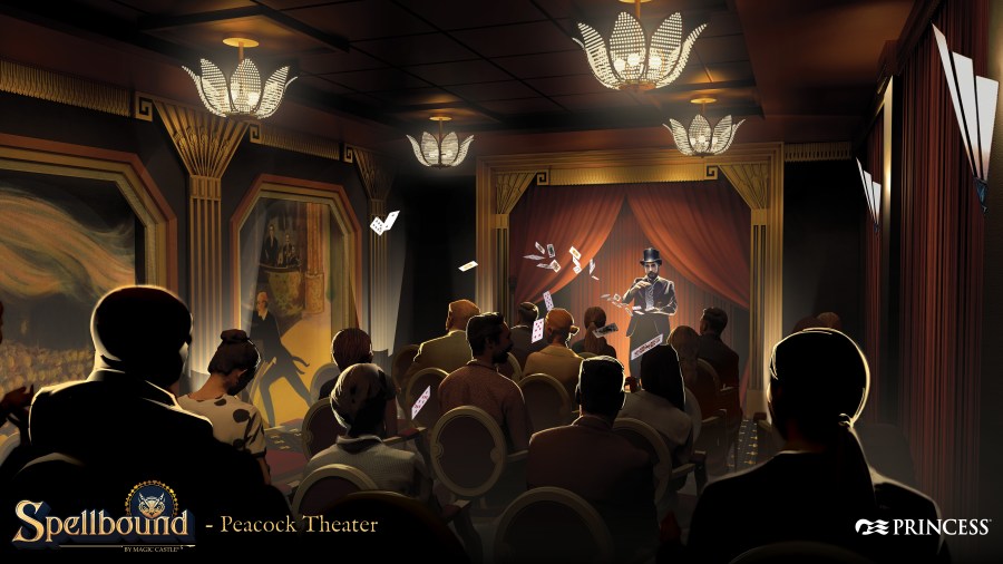 Renderings provided by Princess Cruises show a walkthrough of the newest iteration of Spellbound by the Magic Castle, which comes to the Star Princess in fall 2025. (Princess Cruises)