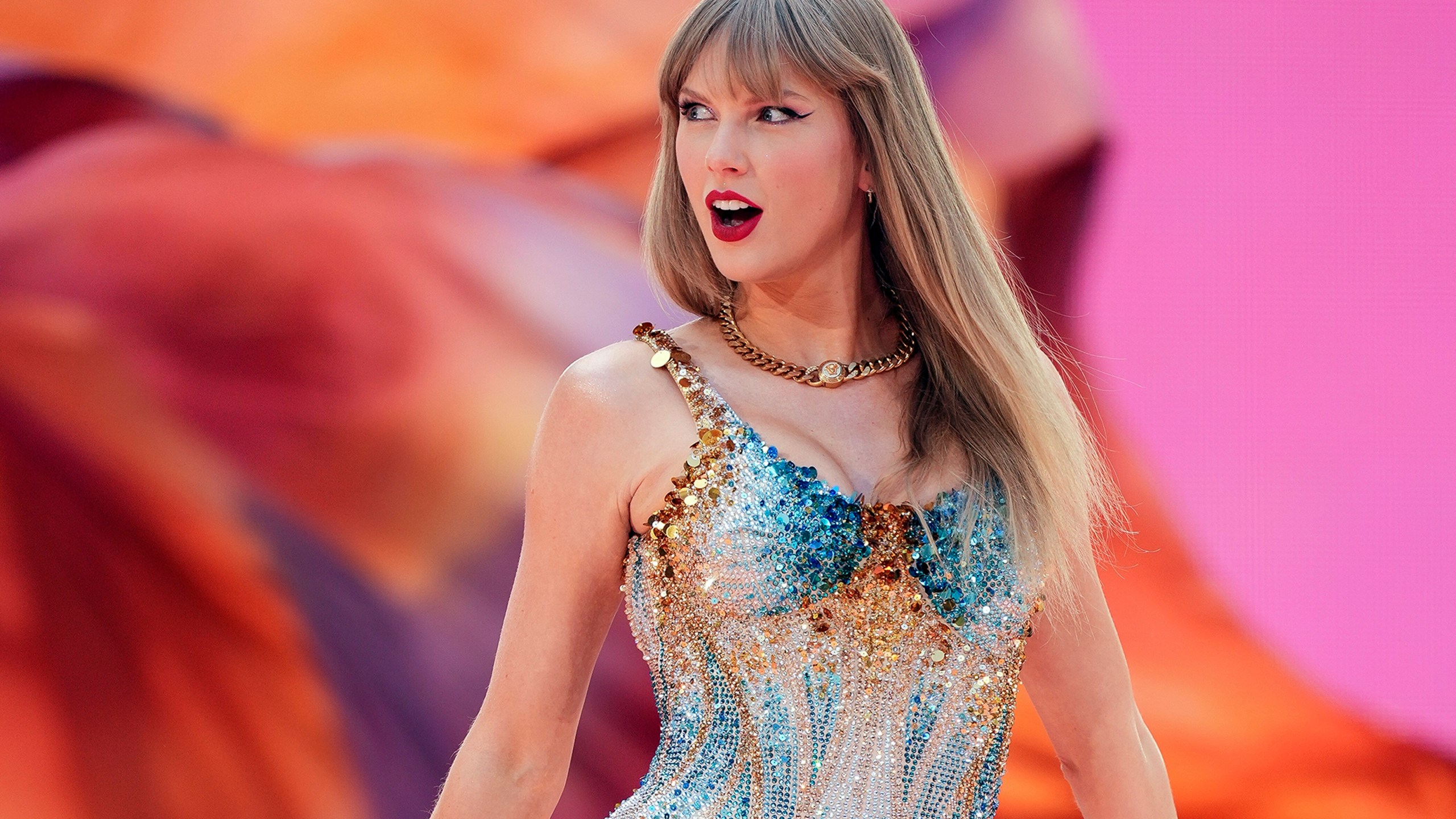FILE - Taylor Swift performs at Wembley Stadium as part of her Eras Tour June 21, 2024, in London. (Photo by Scott A Garfitt/Invision/AP, File)