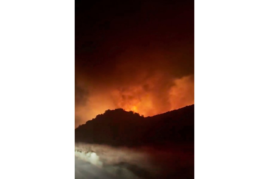 This image provided by USDA Forest Service shows a 375 acre fire east of I-5 at Smokey Bear Road near Templin, Calif. (USDA Forest Service via AP)