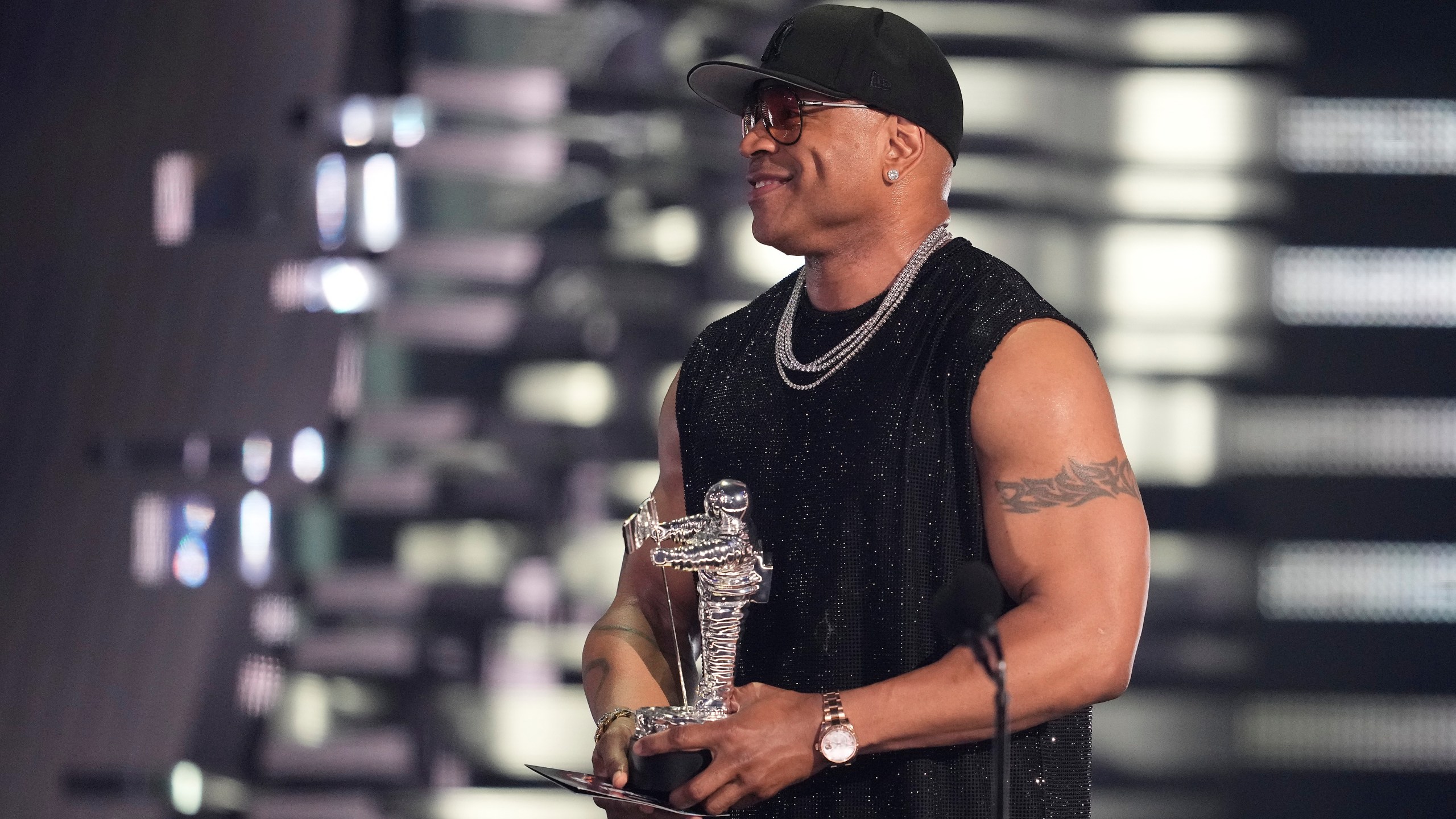 FILE - LL Cool J presents the award for video of the year during the MTV Video Music Awards, Sept. 12, 2023, at the Prudential Center in Newark, N.J. (Photo by Charles Sykes/Invision/AP, File)