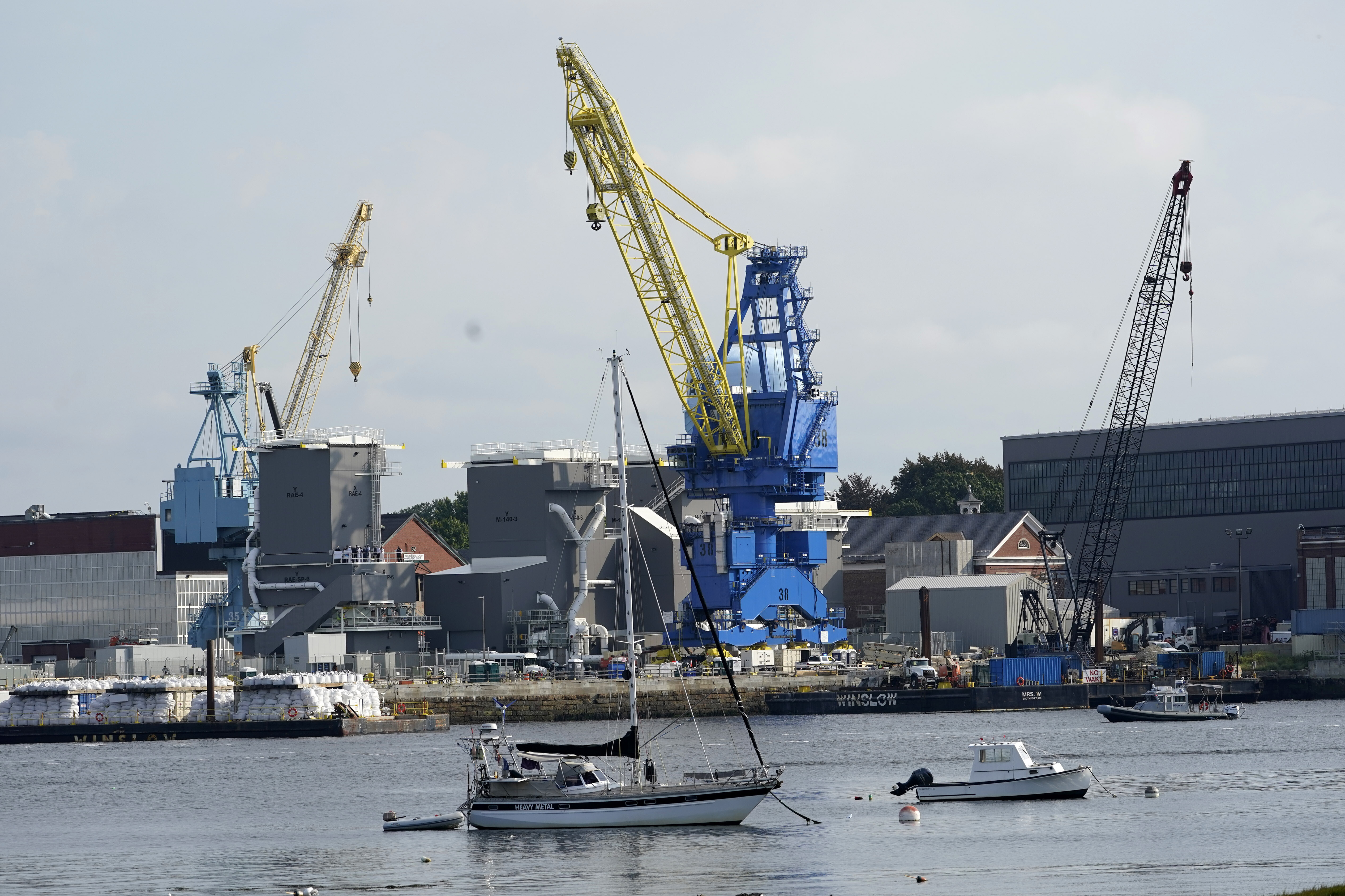 FILE - The Portsmouth Naval Shipyard is seen, Sept. 8, 2021, in Kittery, Maine. (AP Photo/Robert F. Bukaty, File)